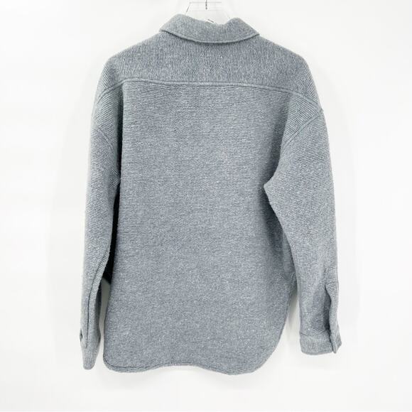 NEW ZARA Asymmetrical Hem Oversized Ribbed Shirt Jacket XS Grey - Picture 3 of 8